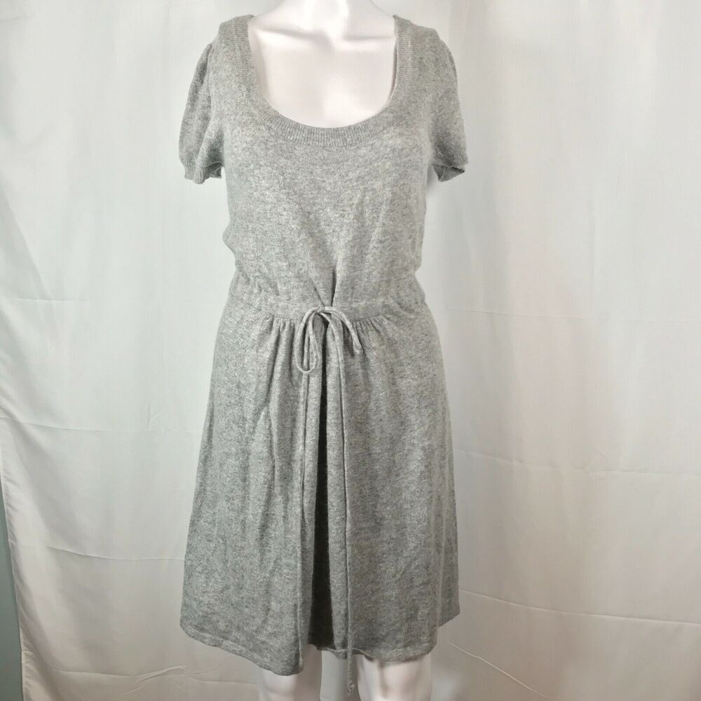 Vertigo Paris Dress Womens Sz M Gray Angora Blend Short Sleeve Blouson Sweater